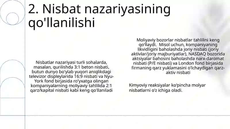 Nisbatlar nazariyasi 4