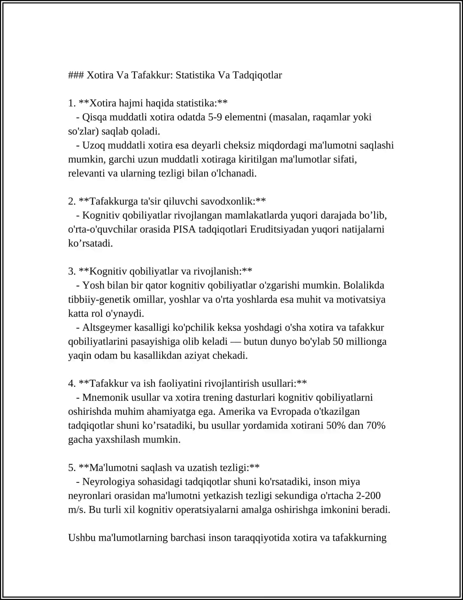 Xotira va Tafakkur 4