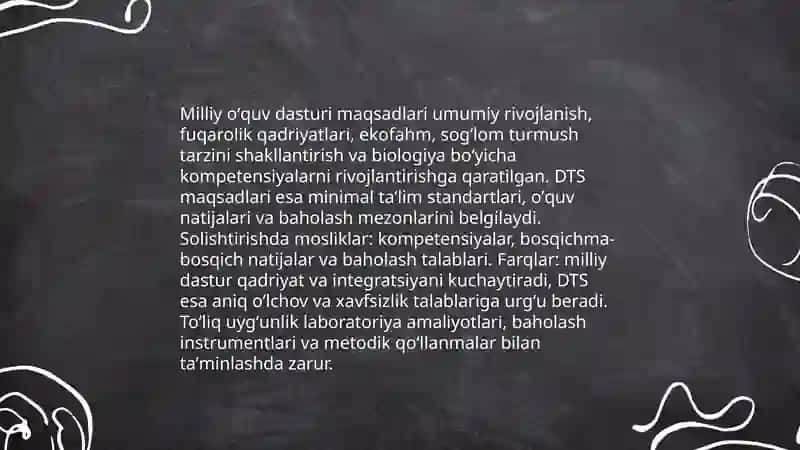 Biologiyadan tuzilgan DTS 4