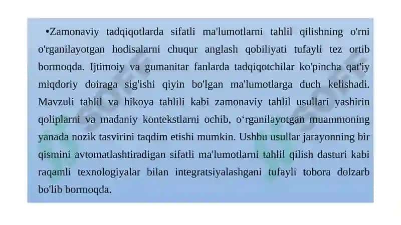 Sifatli ma'lumotlarni tahlil qilish 5