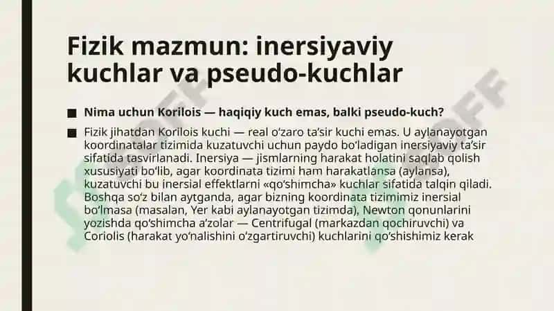 Korilois kuchi (Coriolis force) 5