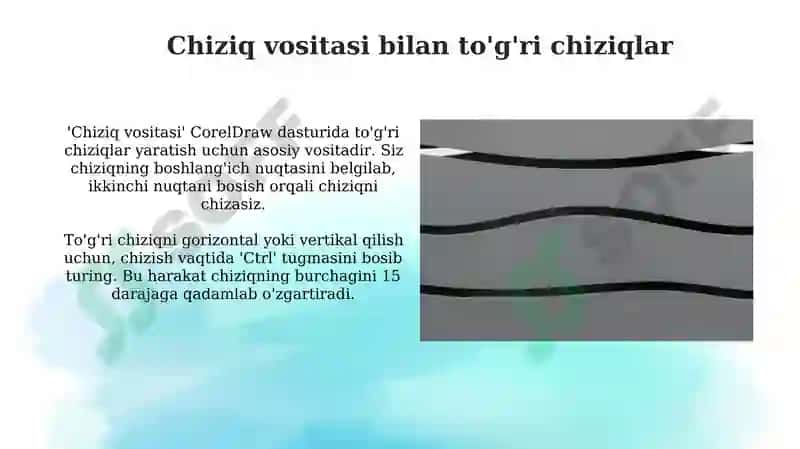 Corel Draw dasturida toʻgʻri va egri chiziqlar chizish 5