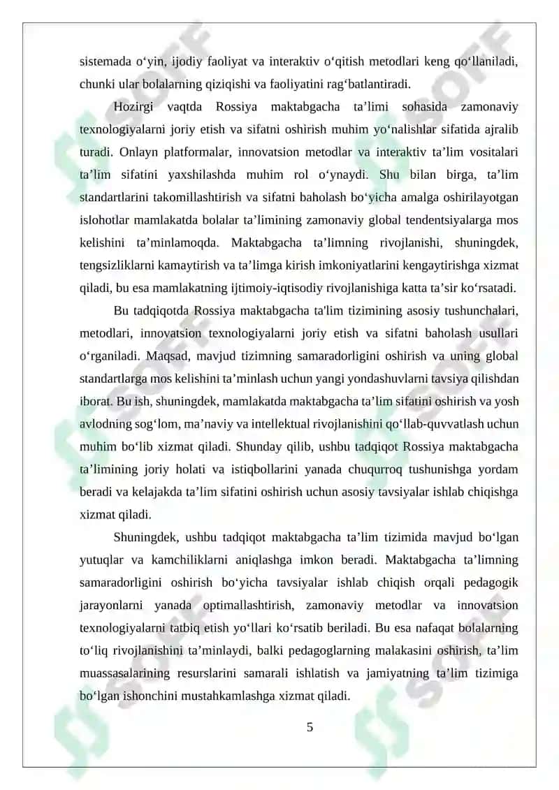Rossiya Federatsiyasi Maktabgacha Ta'lim Tizimi 5