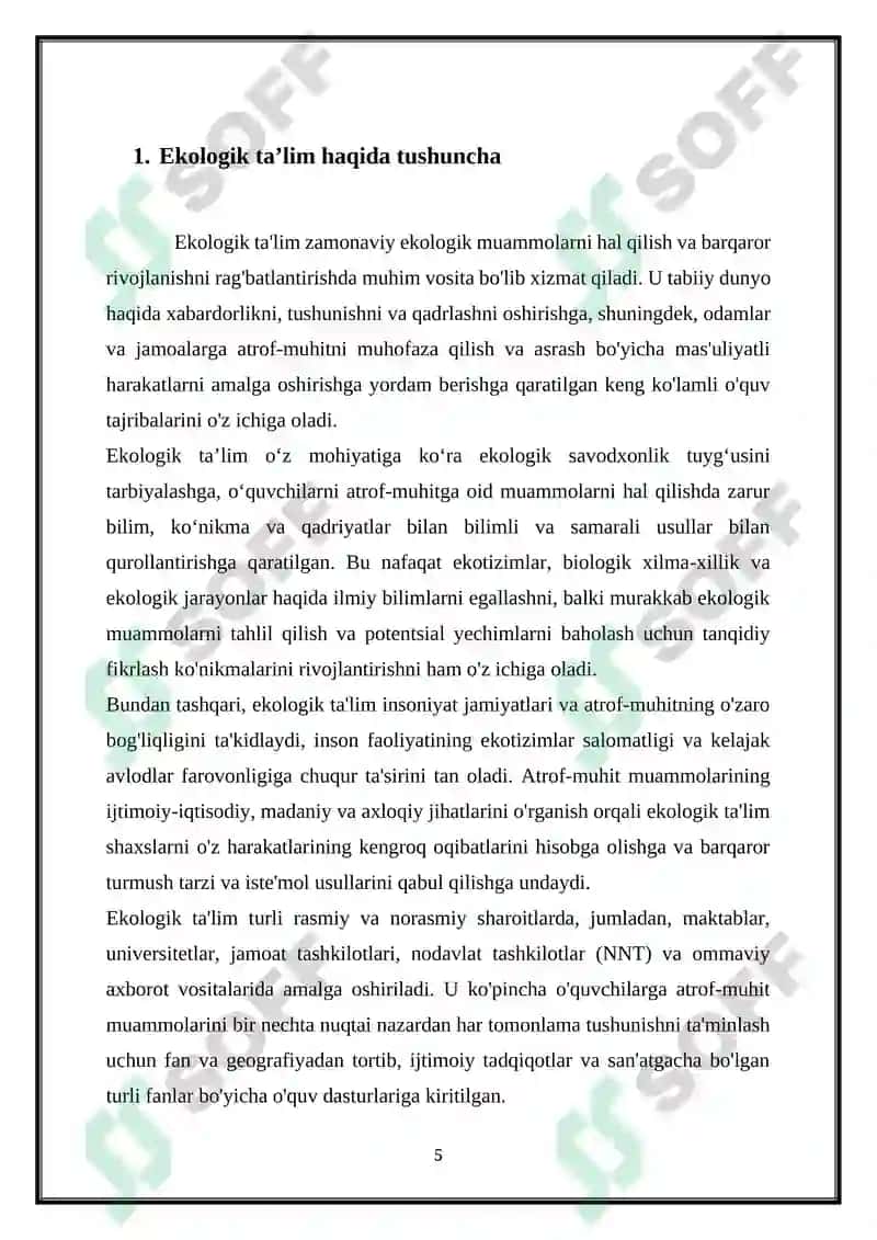 Ekologik Ta'lim 5