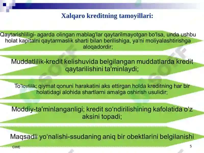 Xalqaro kredit munosabatlari 5