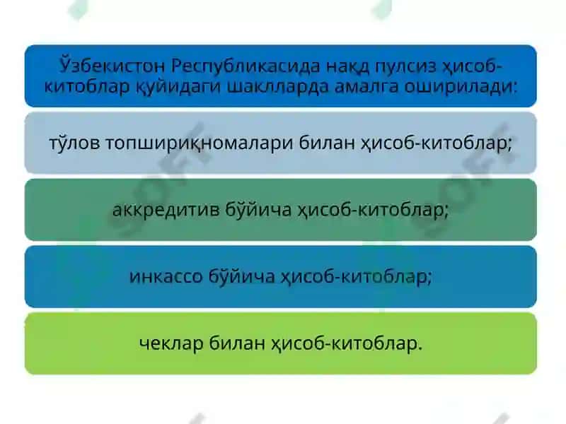 Нақд пулсиз ҳисоб-китоблар ҳисоби 5