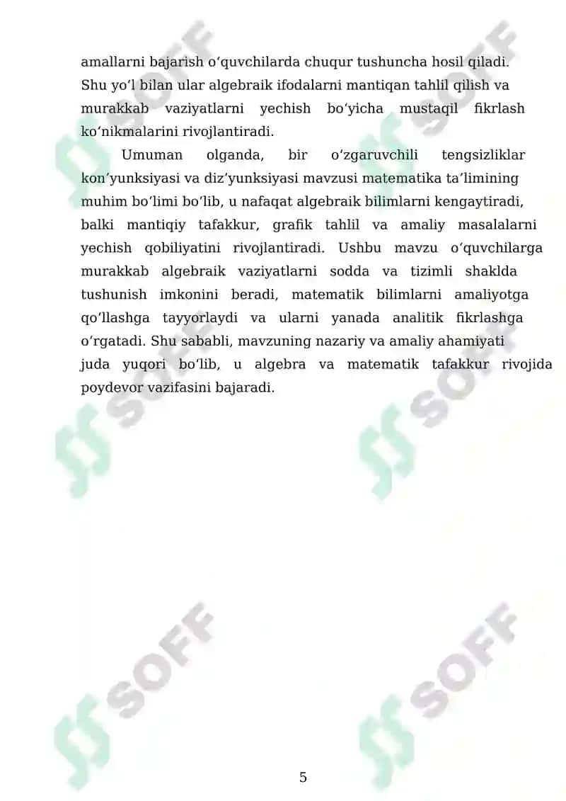 Bir O'zgaruvchili Tengsizliklar Konyunksiyasi va Dizyunksiyasi 5