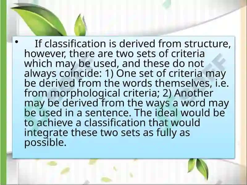 THE PROBLEM OF THE CLASSIFICATION OF WORDS 5