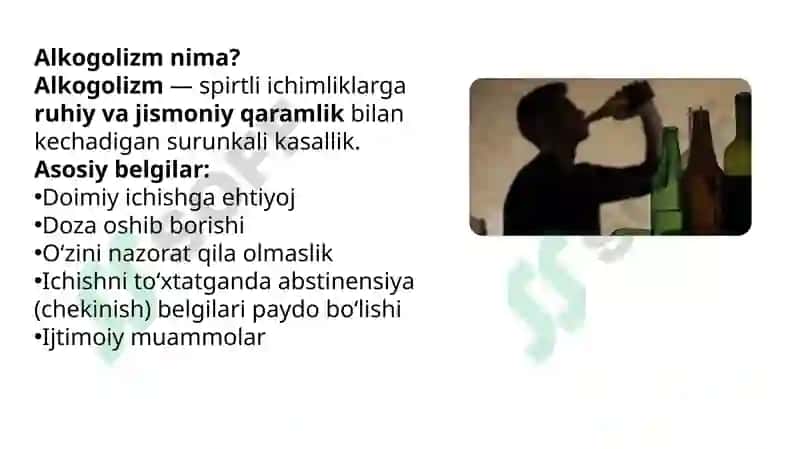 Etil spirti. Alkogolizm va uning asoratlari. 5
