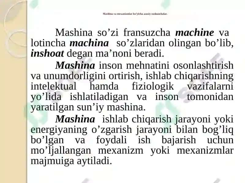 MEXANIZM VA MASHINALAR NAZARIYASI 5