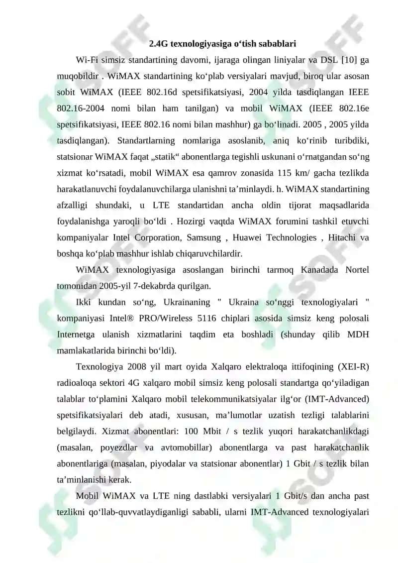 MOBIL TARMOQLAR: 3G, 4G (WIMAX VA LTE) VA 5G TEXNOLOGIYALARI. 5
