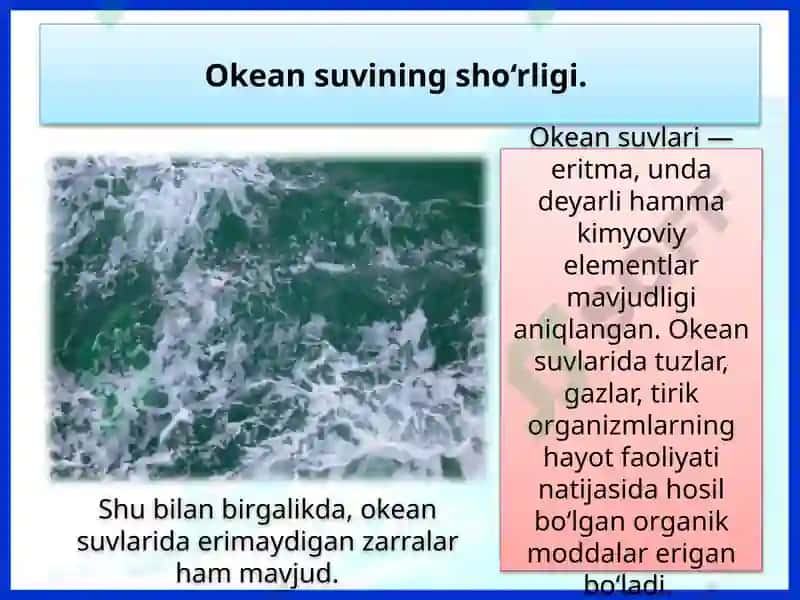 Okean suvining xususiyatlari 5