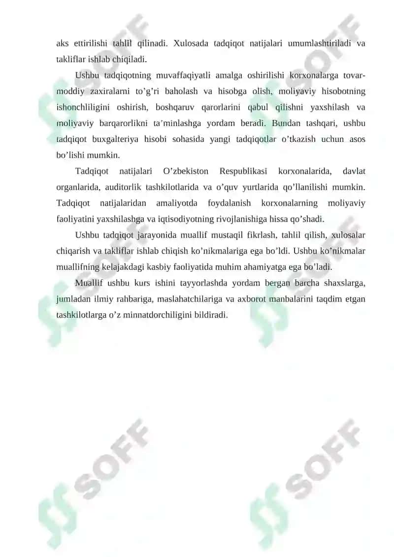 SOF SOTISH QIYMATI USULI 5