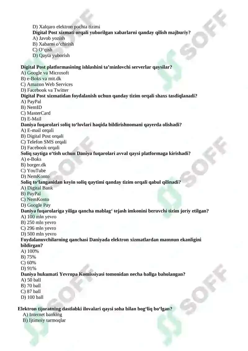 Informatika va AKT fanidan yakuniy bosqichda tushadigan savollar. va javoblari bilan. 5