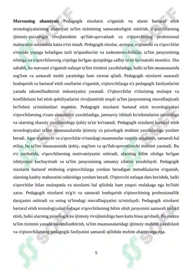 Pedagogik nizolar va ularni bartaraf etish texnologiyasi 5