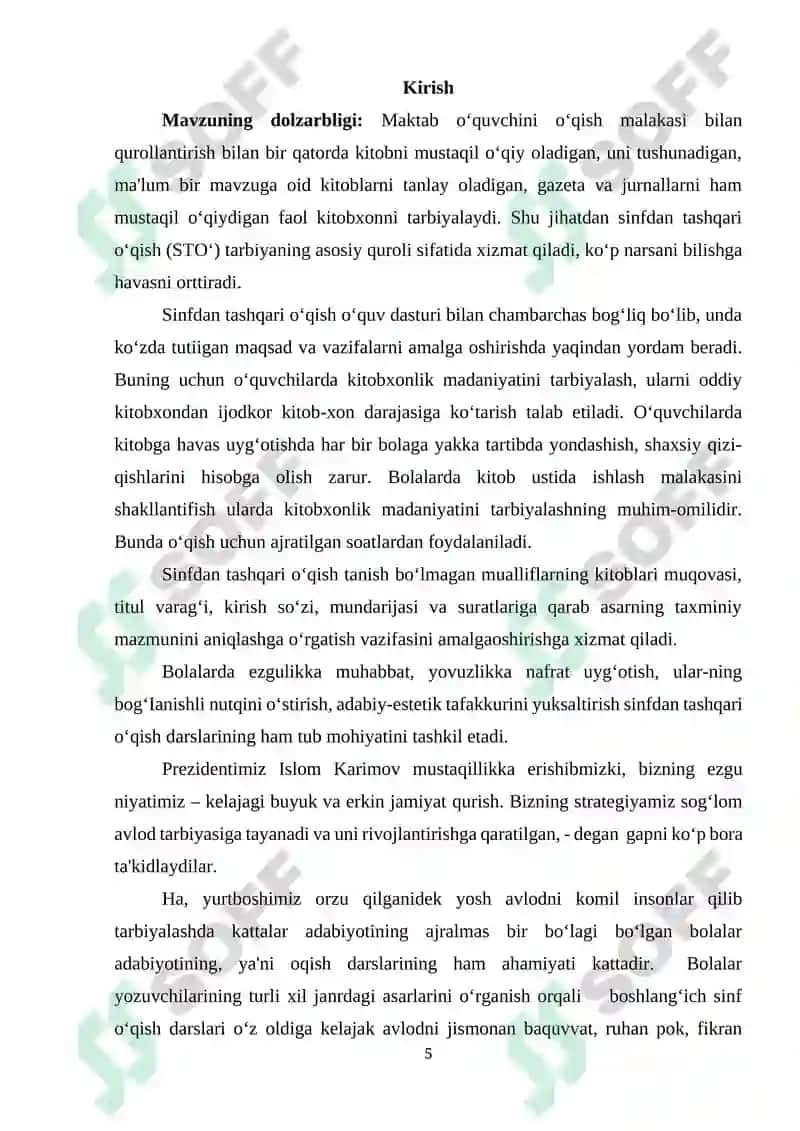 Sinfadan tashqari o‘qish darslarda Rauf Tolibi jodini o‘rganish 5