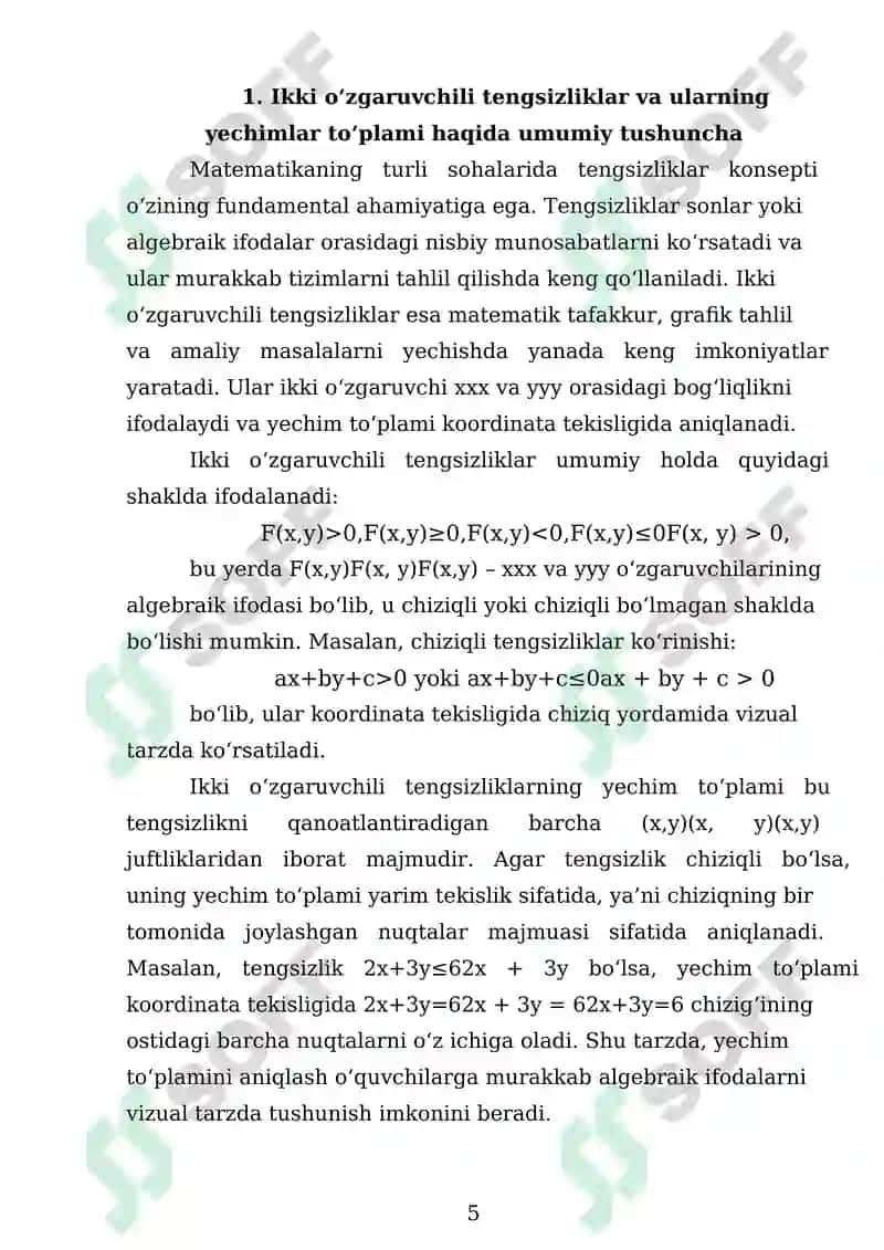 Ikki O'zgaruvchili Tengsizliklar 5