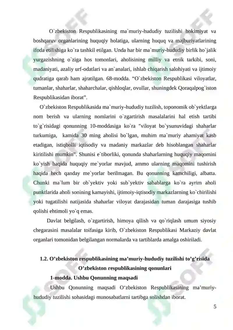 O’zbekistonning ma’muriy-siyosiy tuzilishi kurs ishi 5