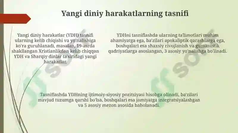 Yangi diniy talimotlar va sektalar 5