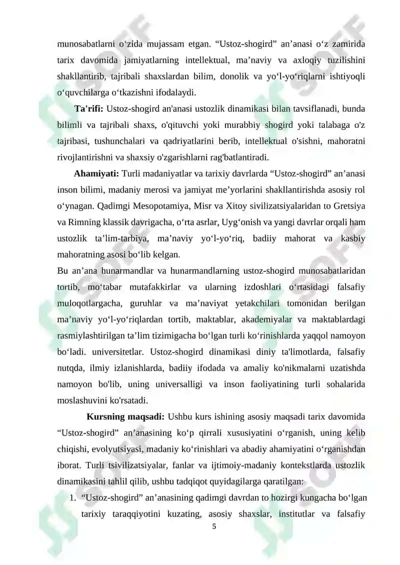 "USTOZ-SHOGIRDʼʼ ANʼANALARI" 5