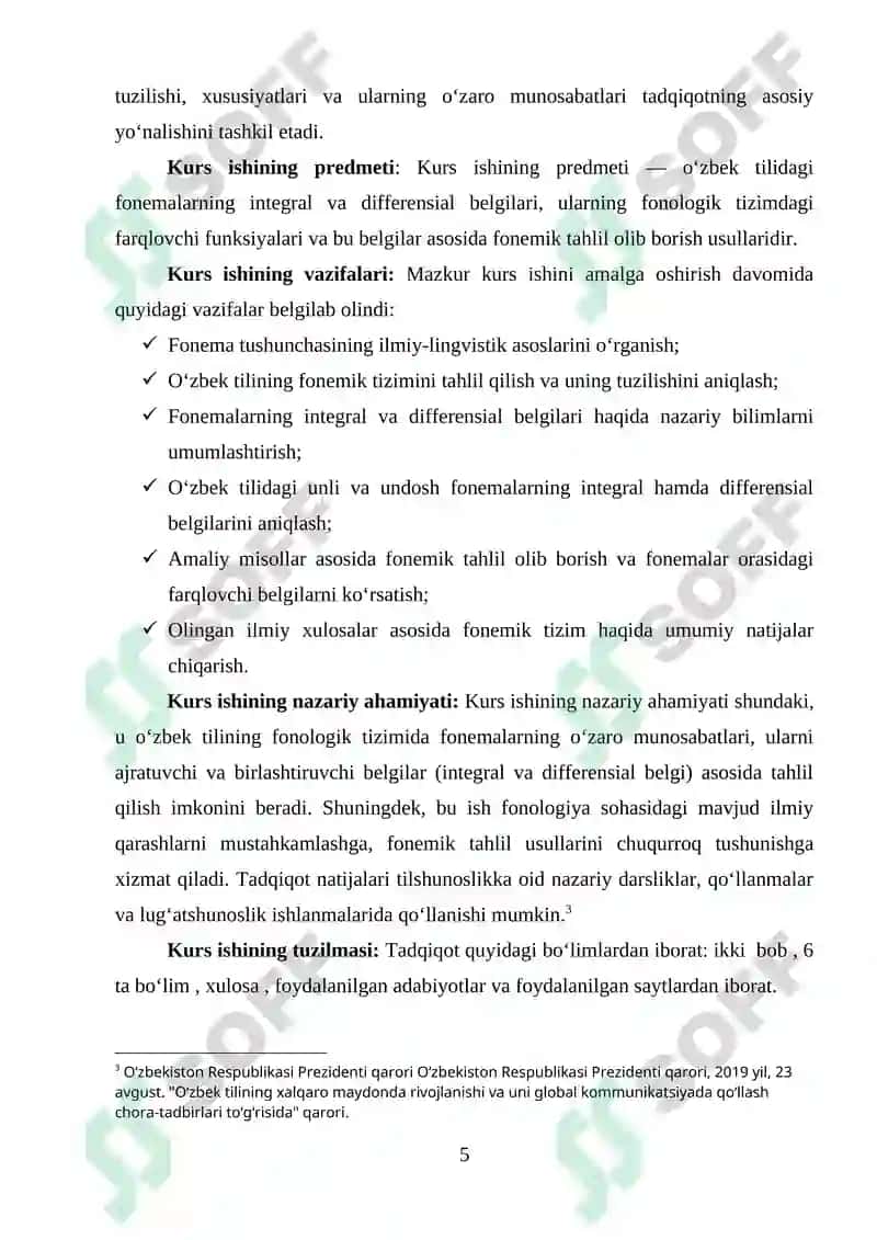 O‘zbek tilida fonemalarning integral va differensial beldilari 5