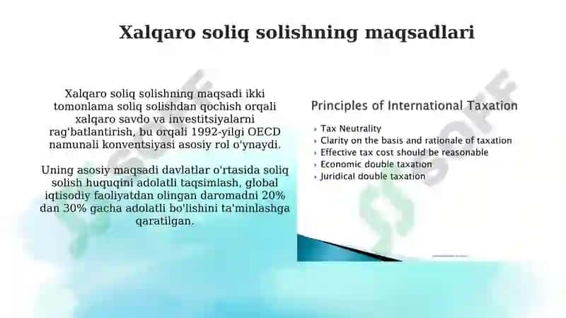 Xalqaro soliq solish tushunchasi, ahamiyati va maqsadi 5
