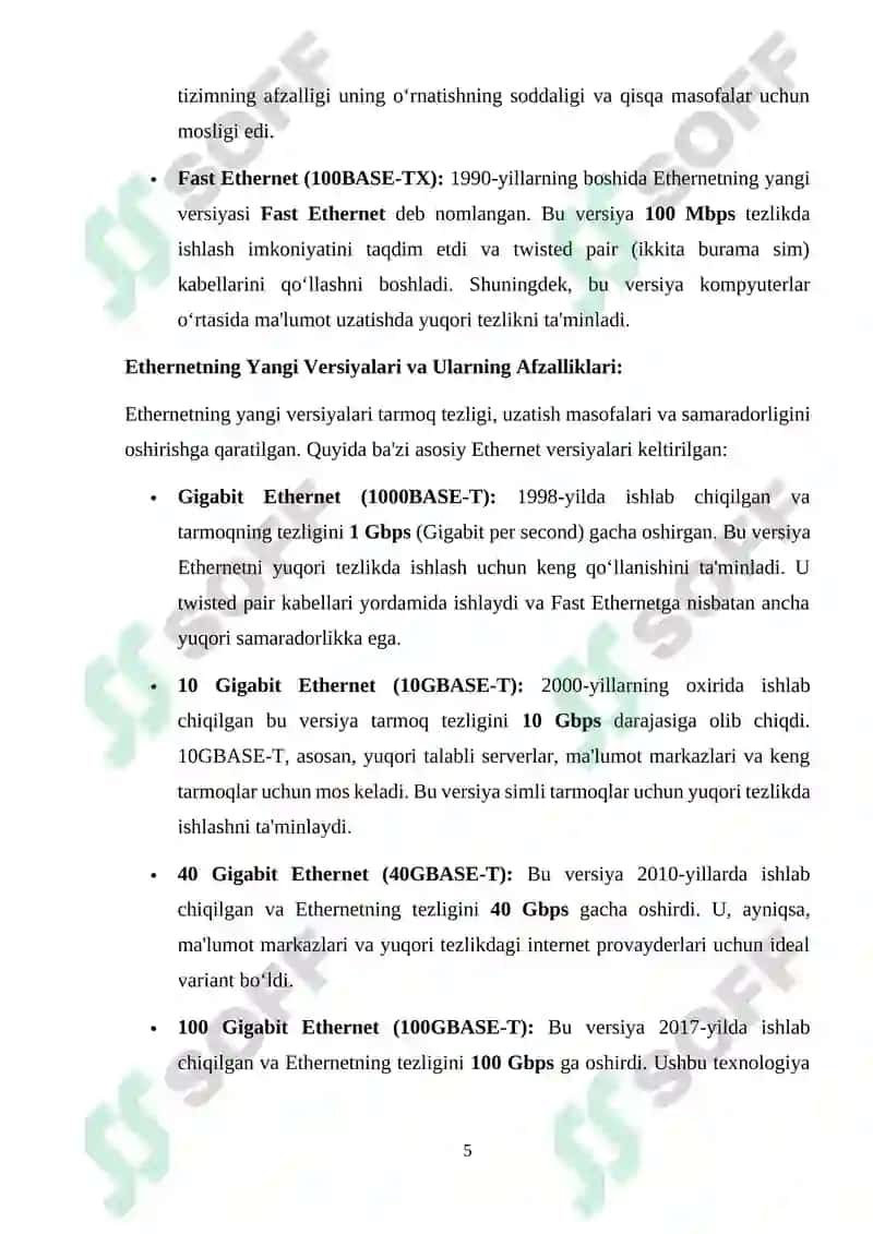 Kanal pog‘onasining protokollari (Frame Relay, ATM, Ethernet) 5