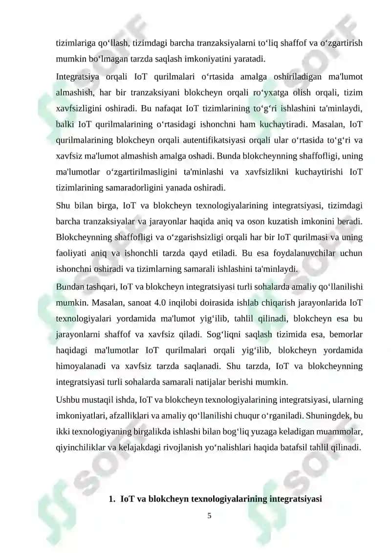 IoT va blokcheyn texnologiyalarining integratsiyasi 5