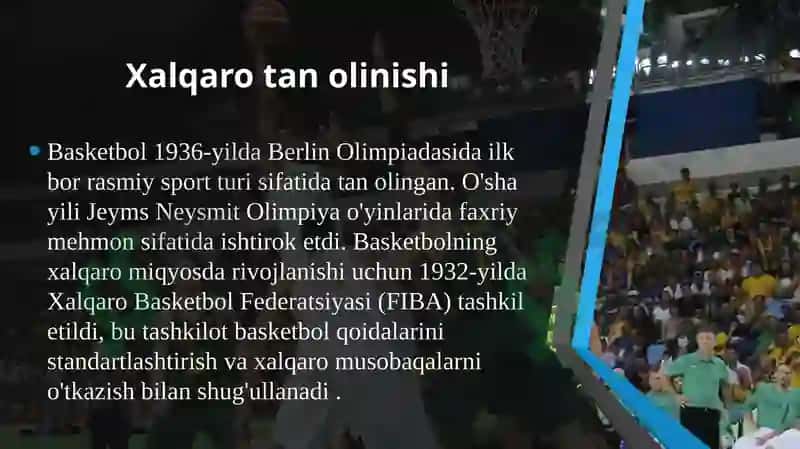 Basketbol sport turining paydo bo'lishi 5