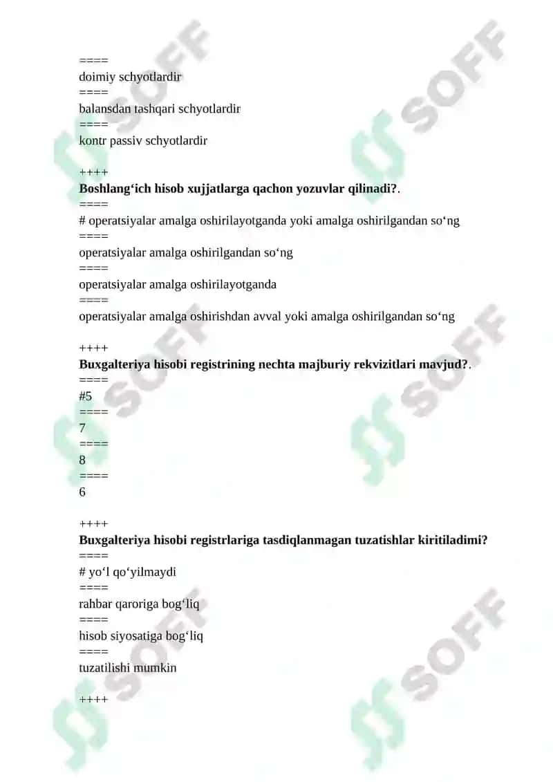 BUXGALTERIYA HISOBI fanidan 5