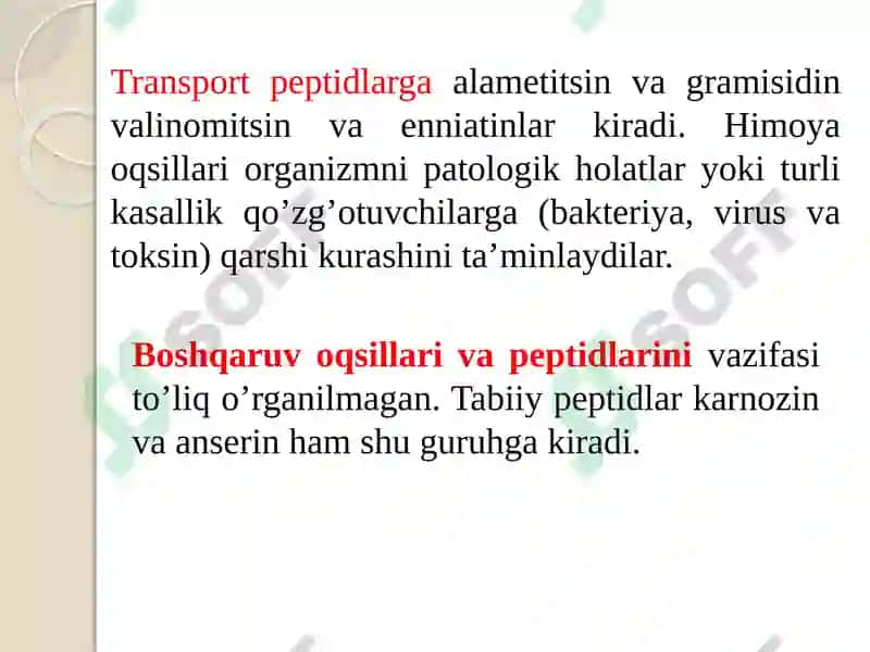 Peptidlarning biologik vazifalari 5