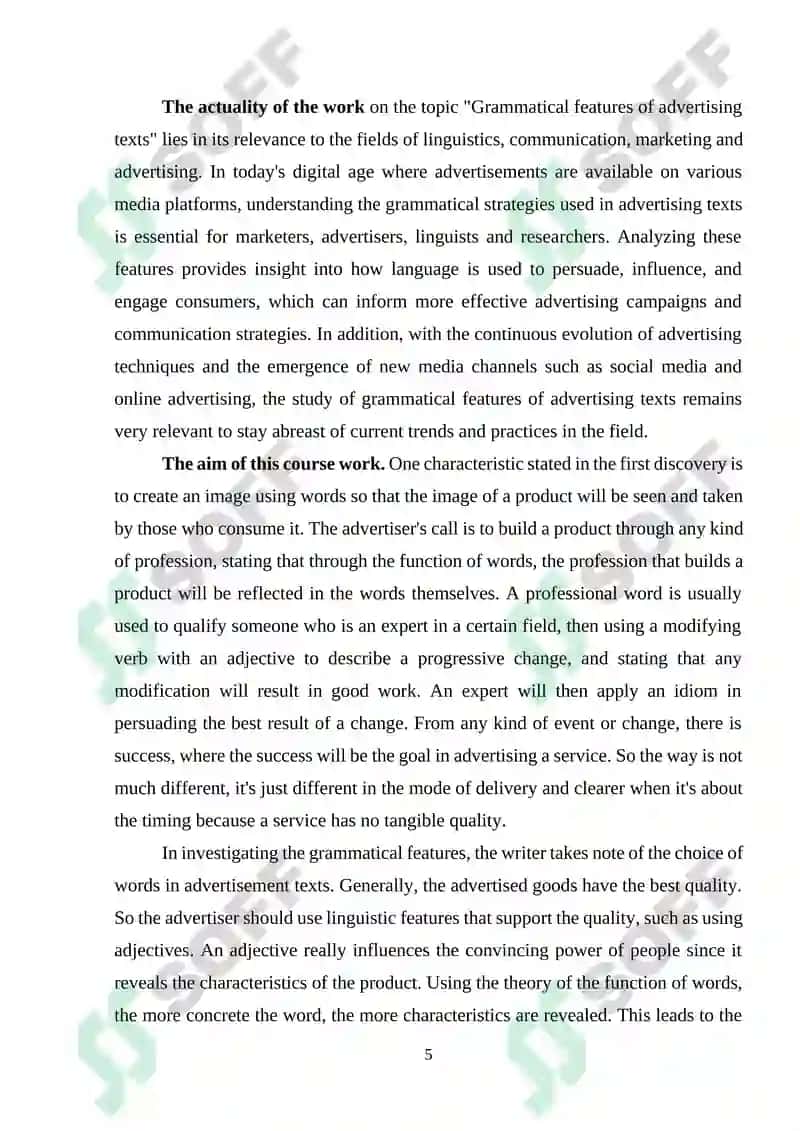 Grammatical features of advertisement texts 5