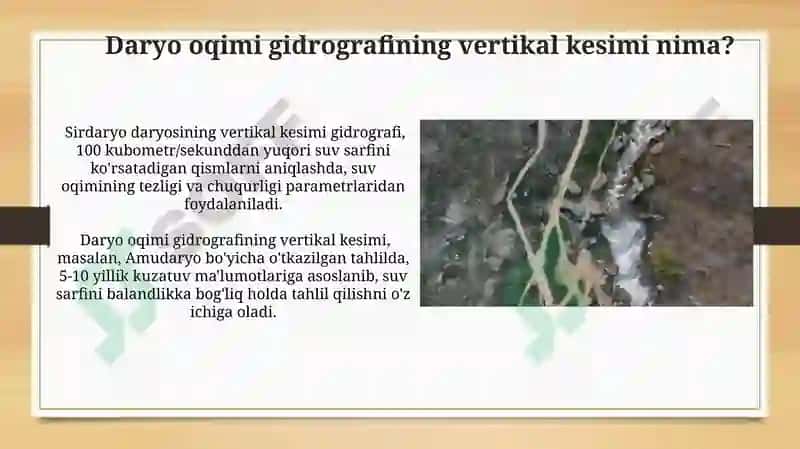 Daryo oqimi gidrografining vertikal kesimi 5
