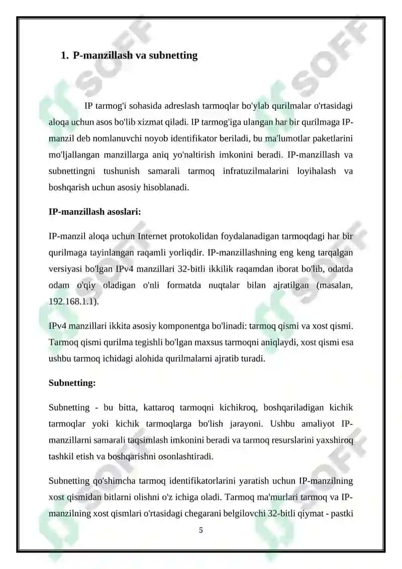 IP TARMOQLARI TEXNOLOGIYALARI 5