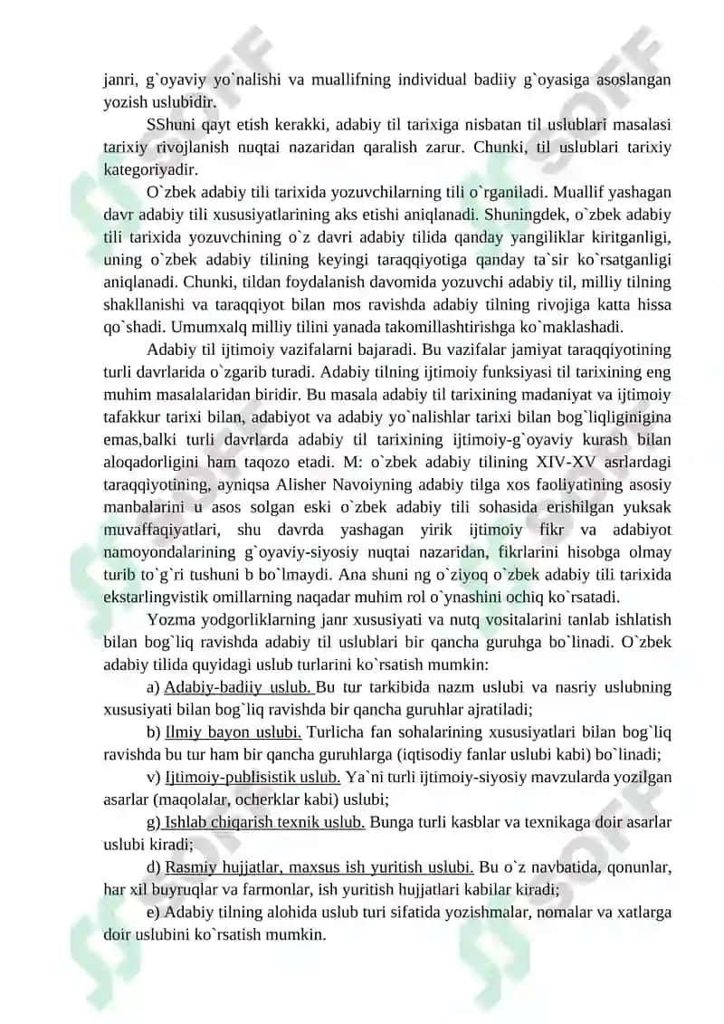 Adabiy til turlari. Uslublar taraqqiyoti 5