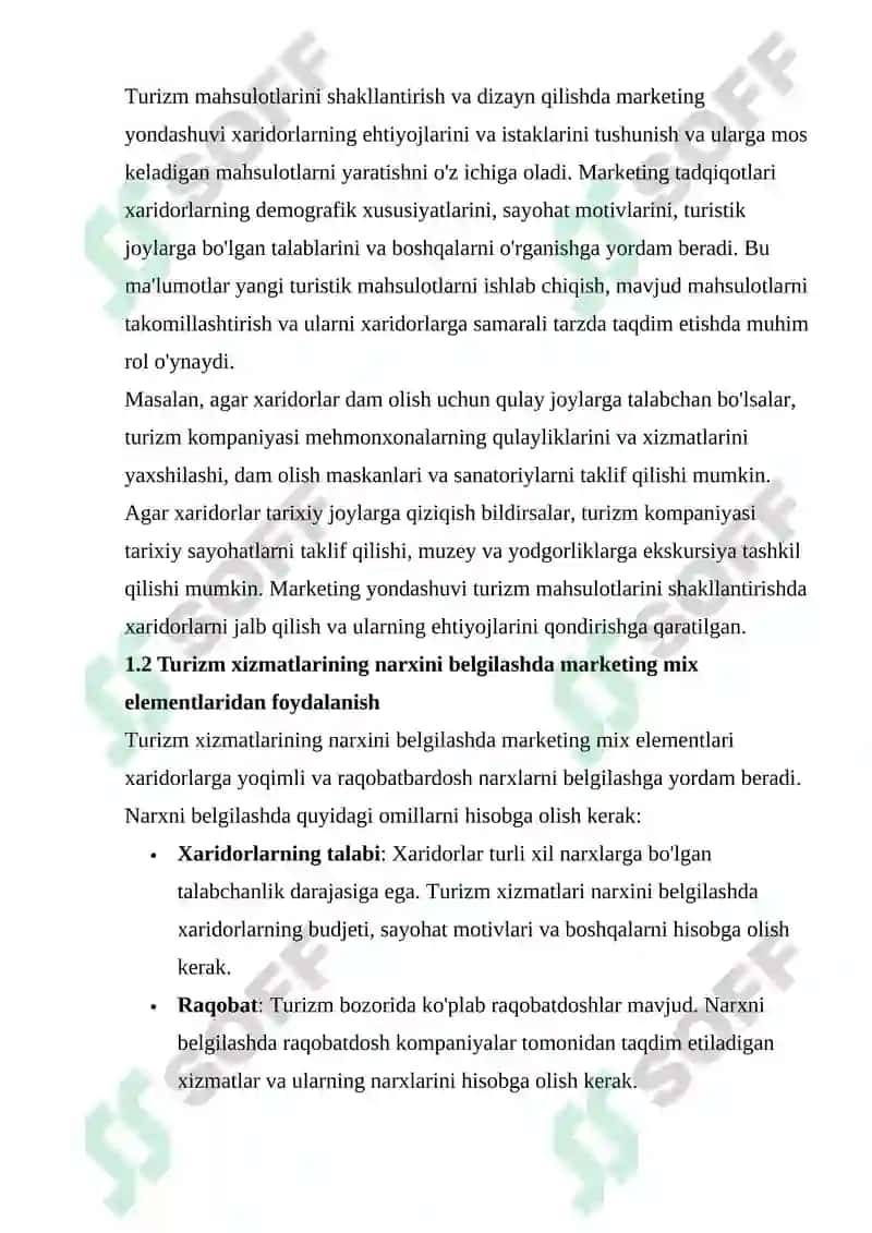 Turizm sohasida marketing mixdan foydalanish 5