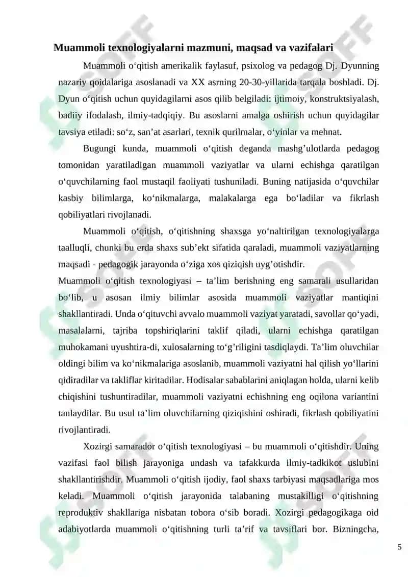 Muammоli o‘qitish tехnоlоgiyasi 5