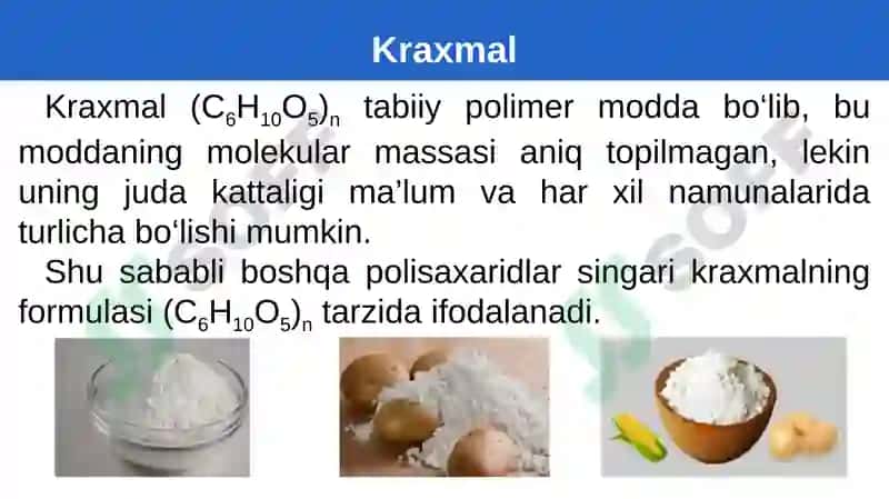 Polisaxaridlarning olinishi va xossalari 5