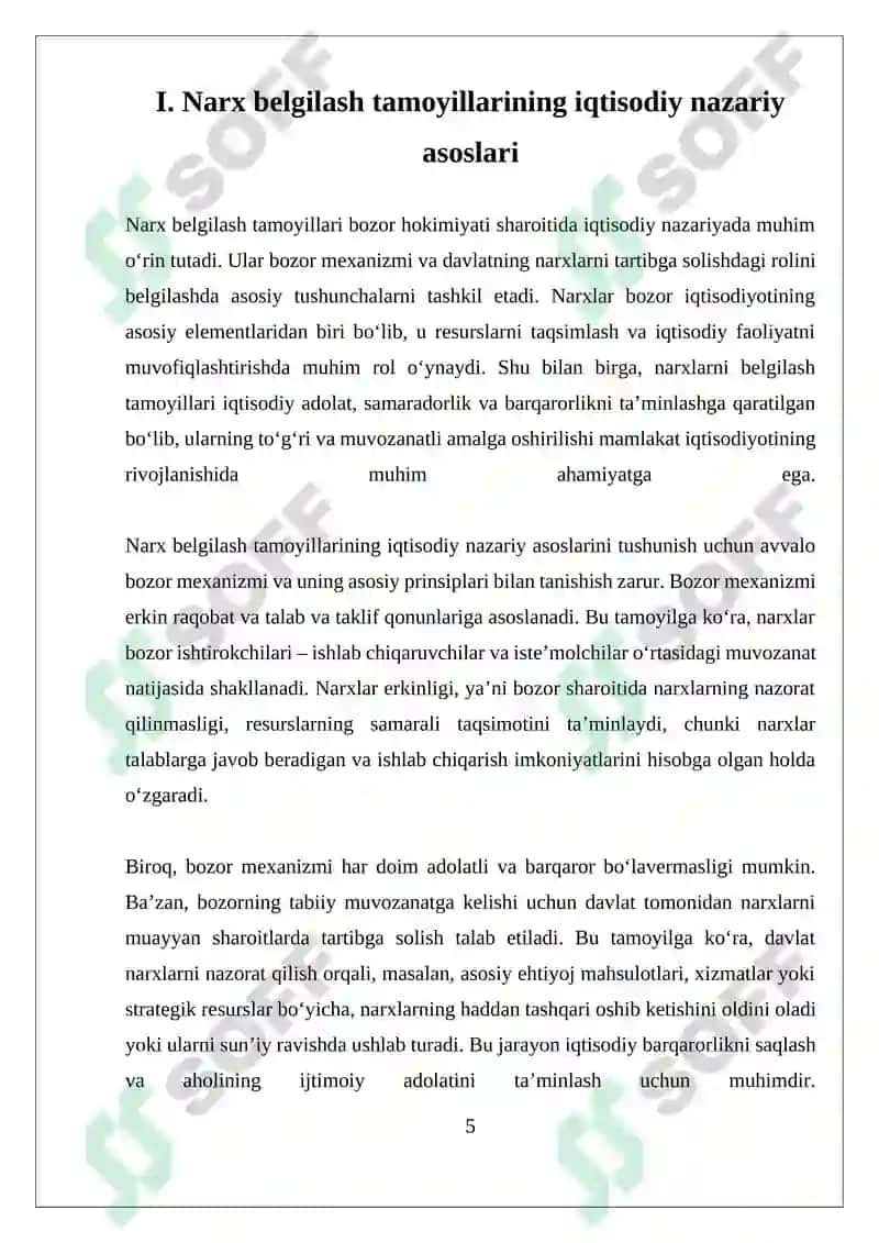 Narx belgilash tamoyillari 5