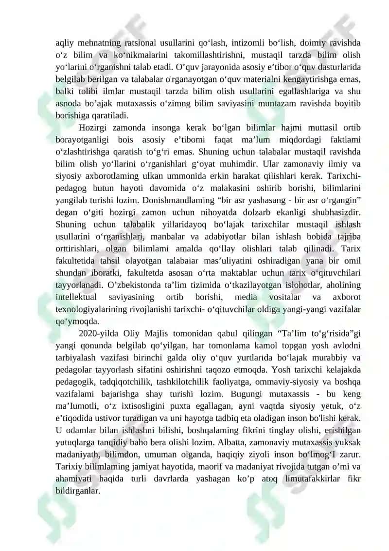 MUTAXASSISLIKKA KIRISH O‘QUV FANINING MAQSAD VA VAZIFALARI. 5
