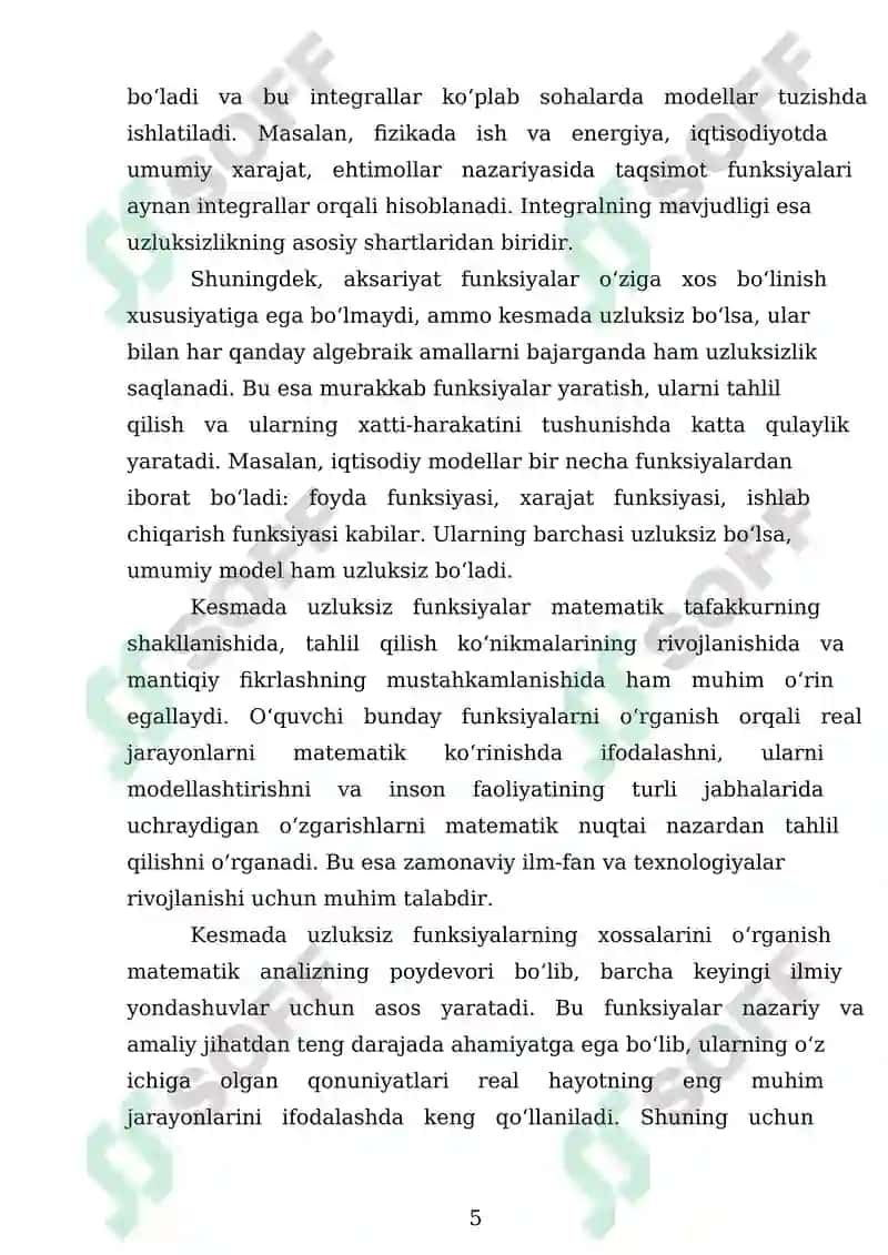 Kesmada Uzluksiz Funksiyalarning Xossalari 5