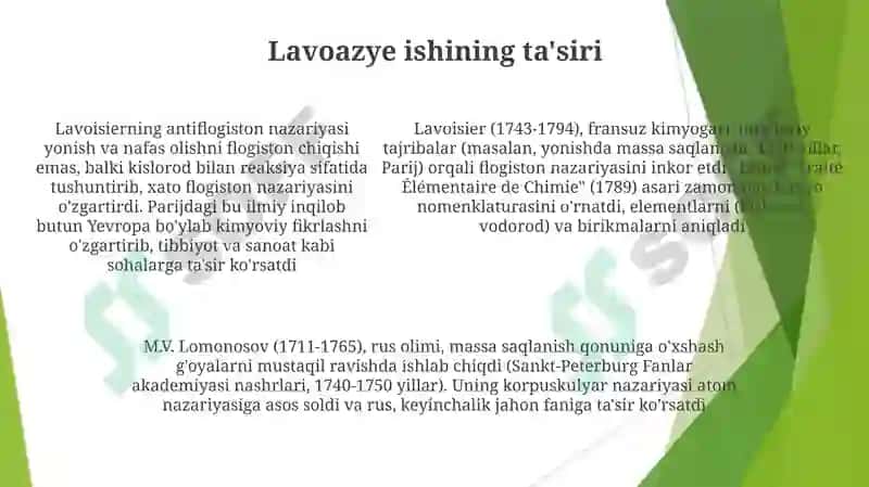 Lavozye'ning antiflogistik nazariyasi 5