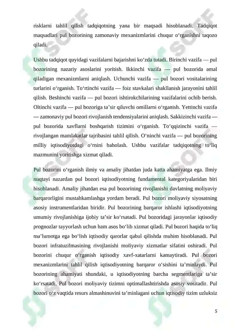 Pul bozori kurs ishi 5