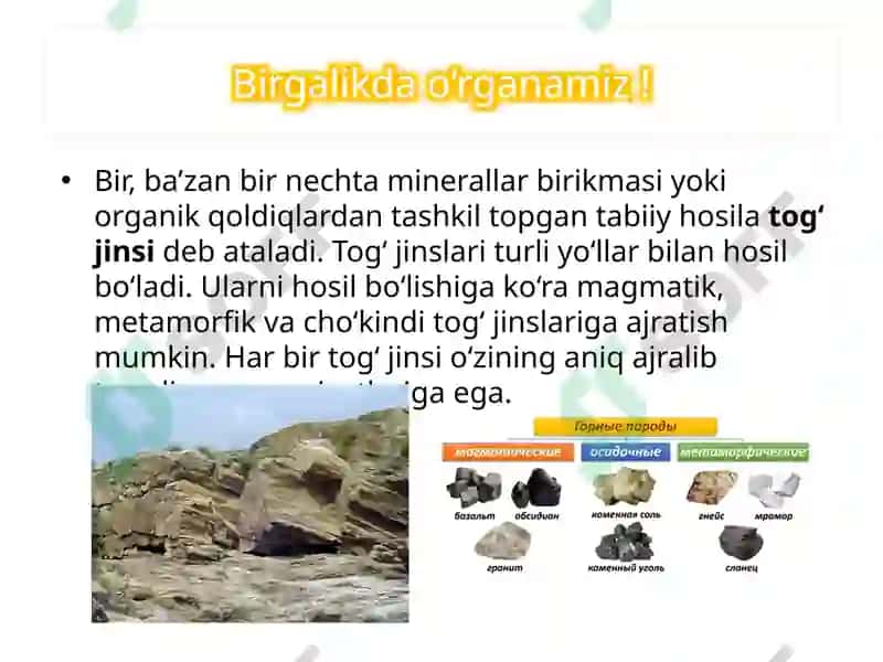 Tog‘jinslarining turlari 5
