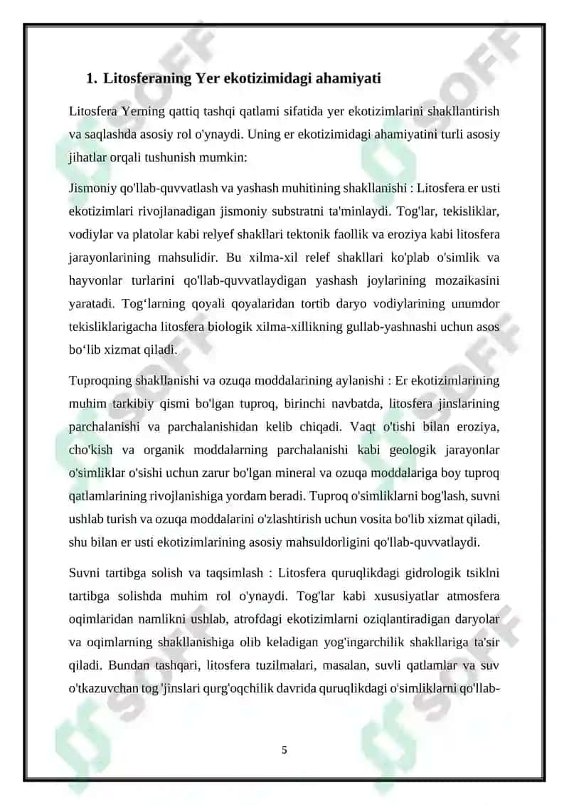Litosferaning EKOLOGIK FUNKSIYASI 5