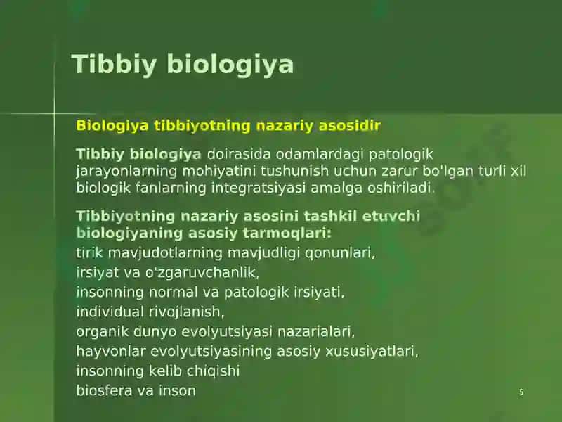Tibbiy Biologiya 5