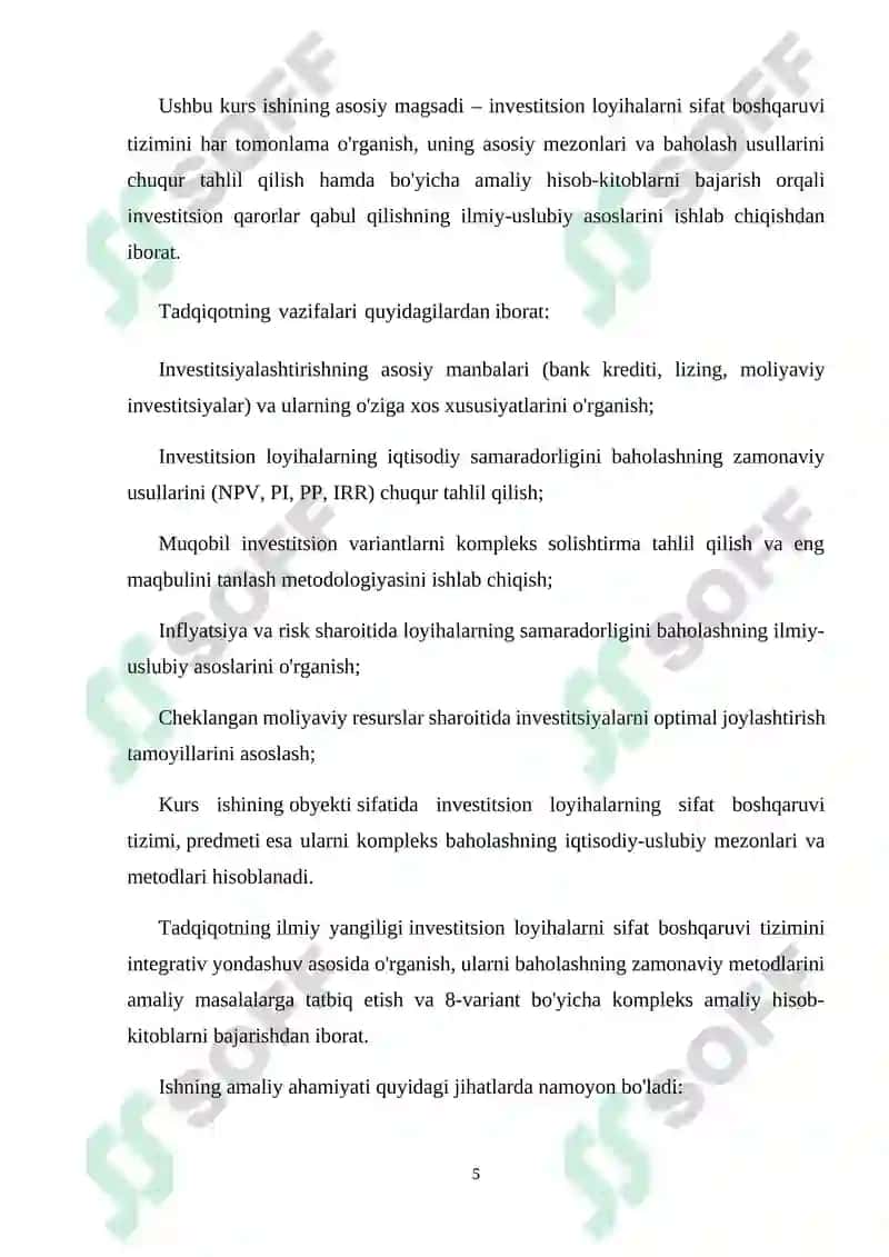 Loyihani sifat boshqaruvi 5