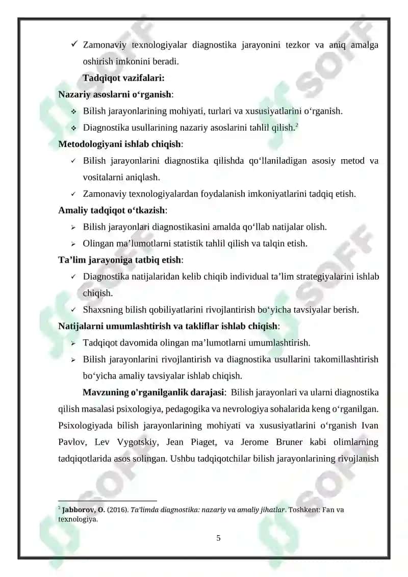 Bilish jarayonlari diagnostikasi 5