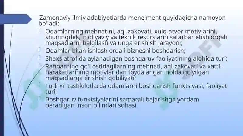 Maktab Menejmenti Yo’nalishi Kurs Ishi Taqdimoti 5