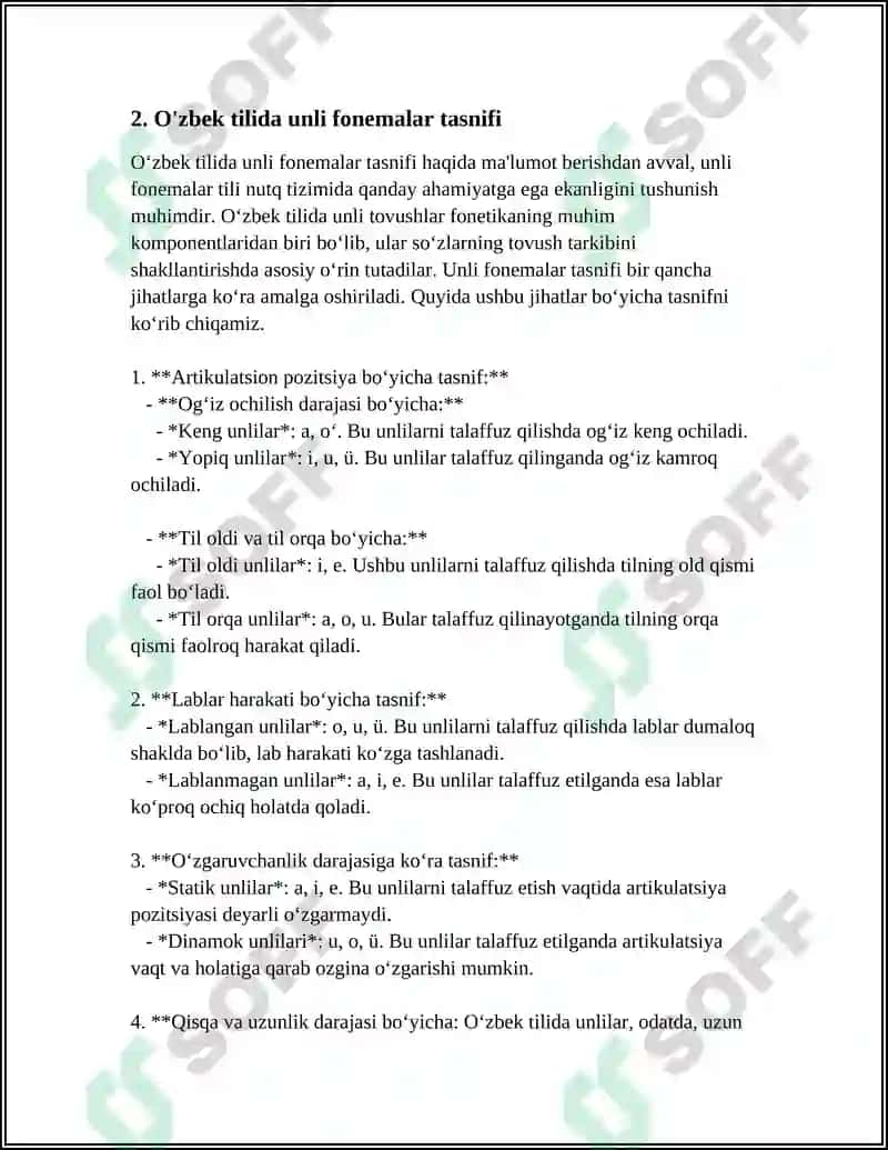 O'ZBEK TILSHUNOSLIGIDA UNLI FONEMALAR TAVSIFI 5